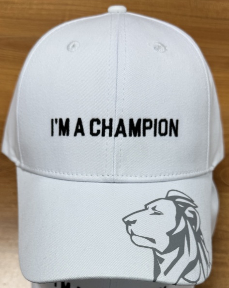 The cap is white I am a champion   2024.12