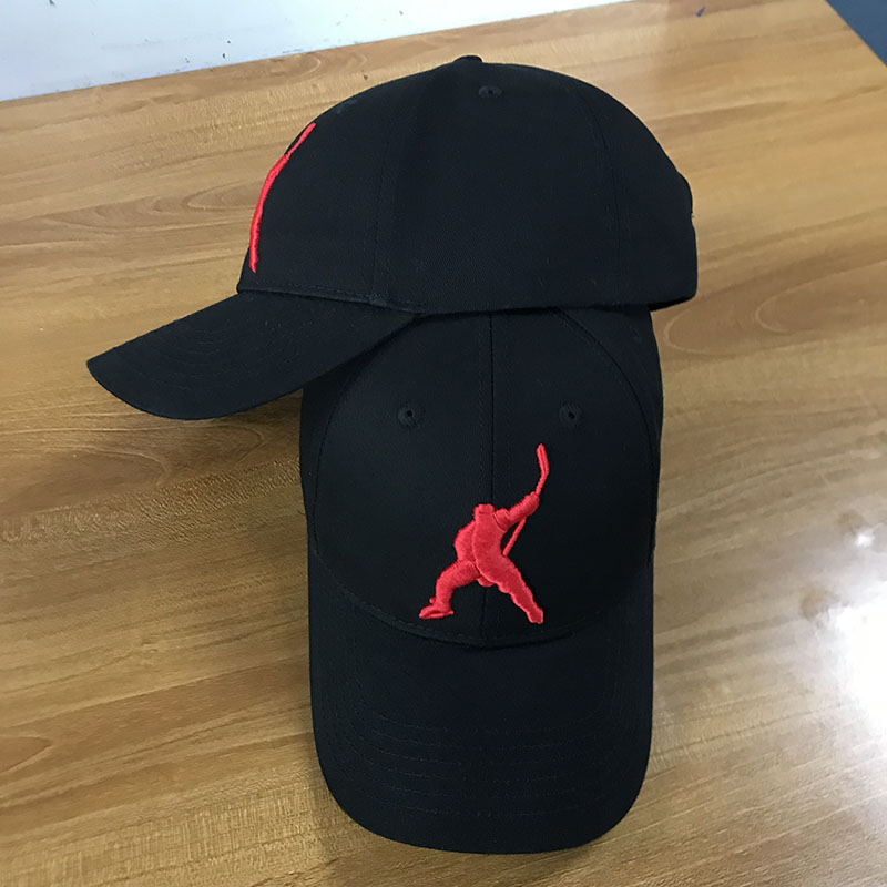 Cap black red hockeyplayer